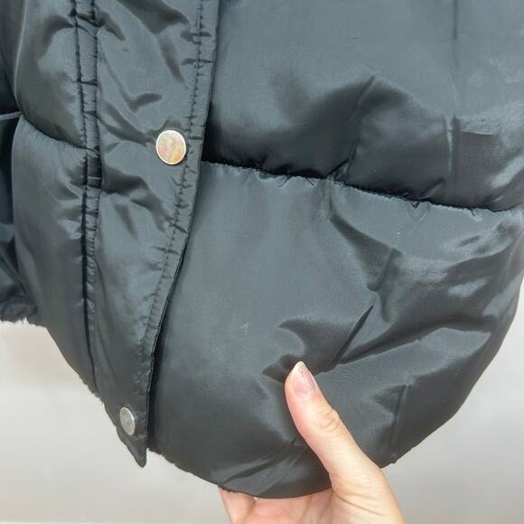 SEB by Sebby Black Fleece Puffer Reversible Long Winter Coat Hooded XL - Picture 7 of 7